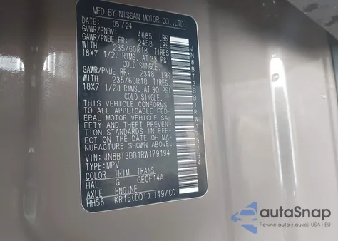 2024 Nissan Rogue Sv Intelligent Awd z USA, uszkodzony, nr VIN JN8BT3BB1RW179194